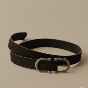 Free People Black & Gold Belt W/ Modern Buckle Size Small Medium